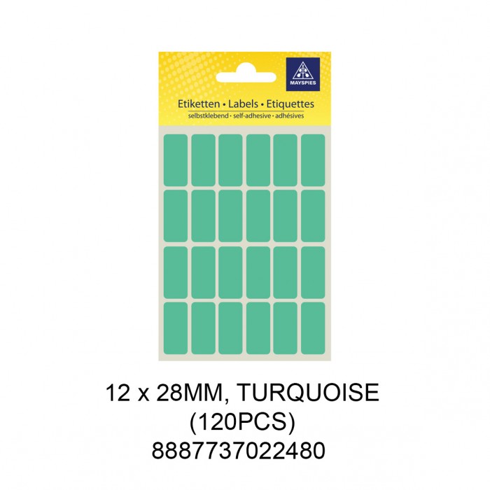 MAYSPIES MS-12X28MM COLOUR LABEL / 5 SHEETS/PKT / 120PCS / 12X28MM TURQUOISE